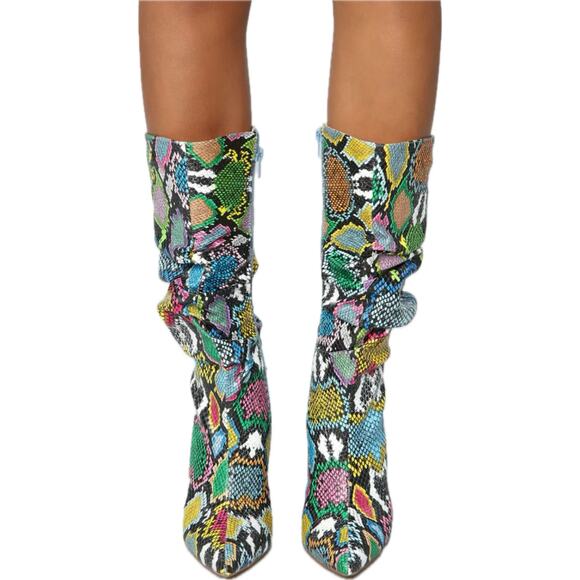 Fashion Nova Bring It On Heeled Boots - Rainbow Snake - Picture 2 of 7